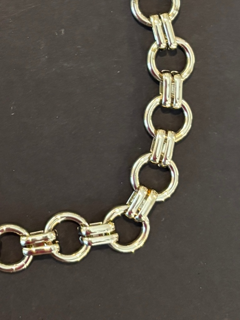 Talbots Chunky Gold Tone Link and Circles Necklace - Picture 3 of 4